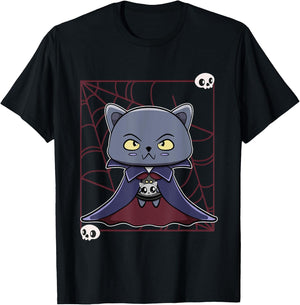 Black Cat Vampire Dracula And Monster Item For Halloween T-Shirt - T-Shirt | Black