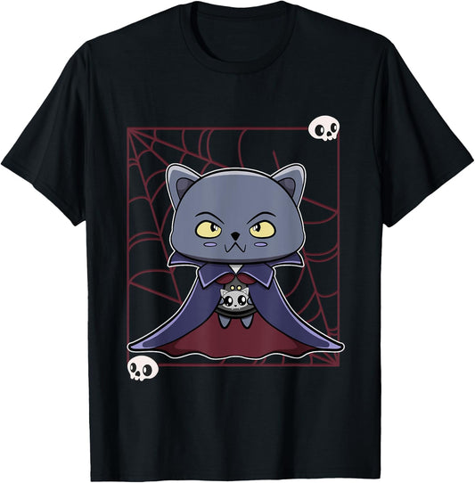 Black Cat Vampire Dracula And Monster Item For Halloween T-Shirt - T-Shirt | Black