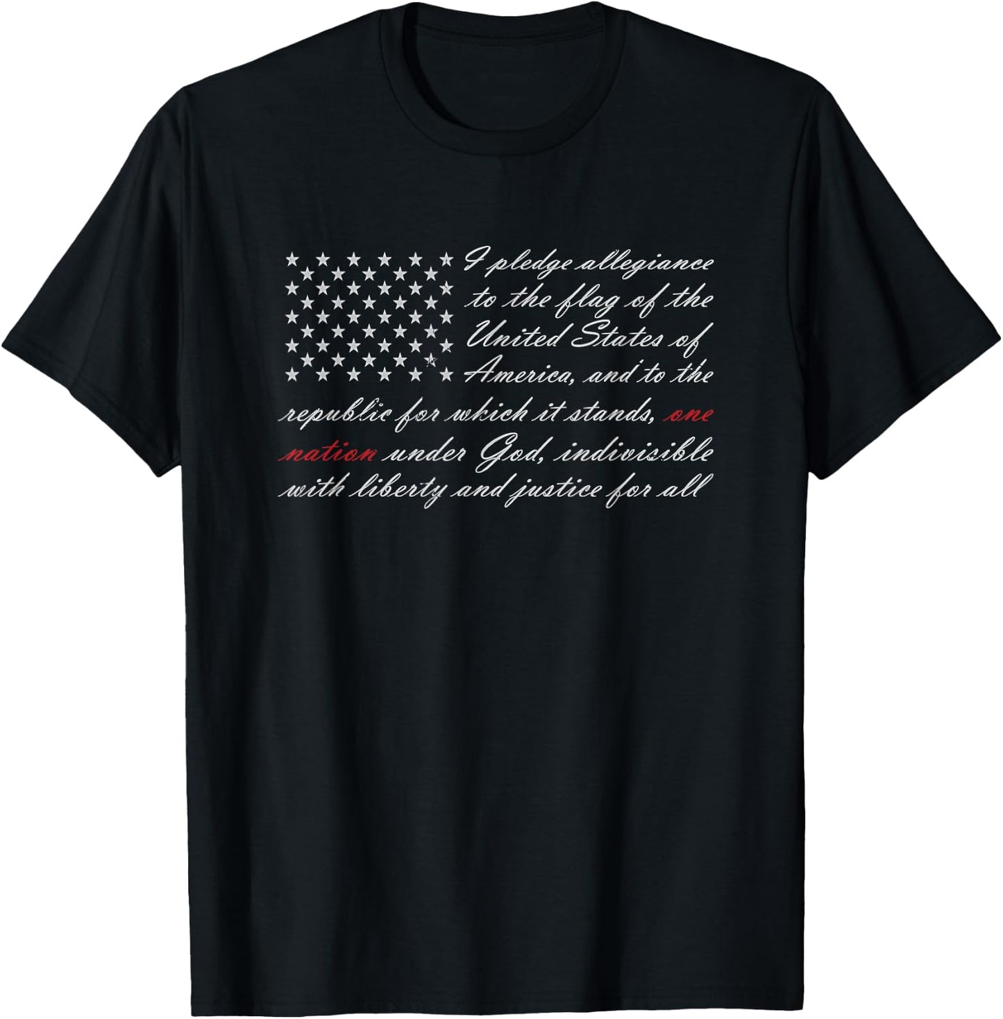 One Nation Pledge of Allegiance American Flag T-Shirt - T-Shirt | Black