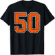 Distressed Orange White Number 50 Jersey Player Uniform #50 T-Shirt - T-Shirt | Black