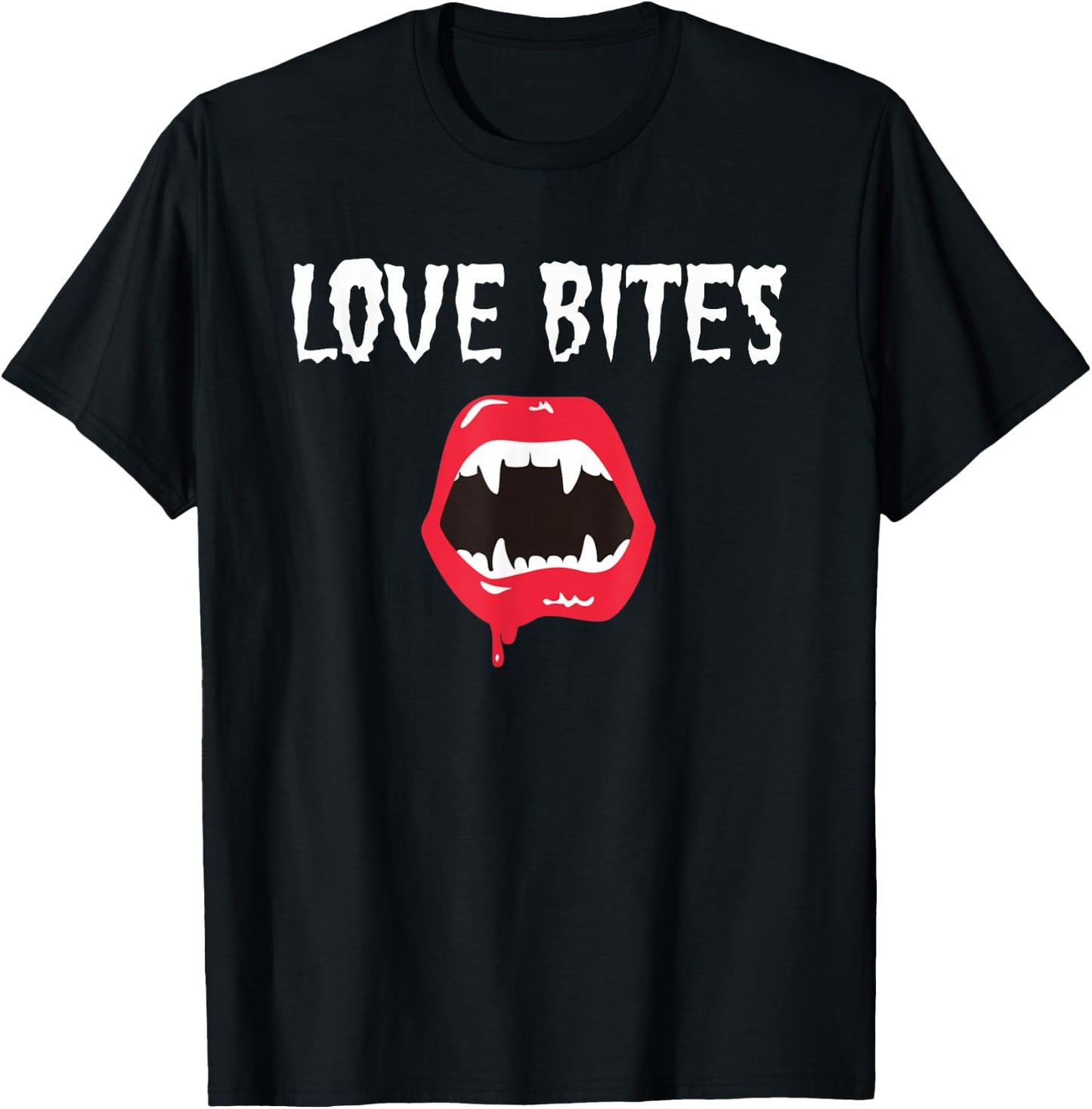 Love Bites Lips and Fangs T-Shirt - T-Shirt | Black