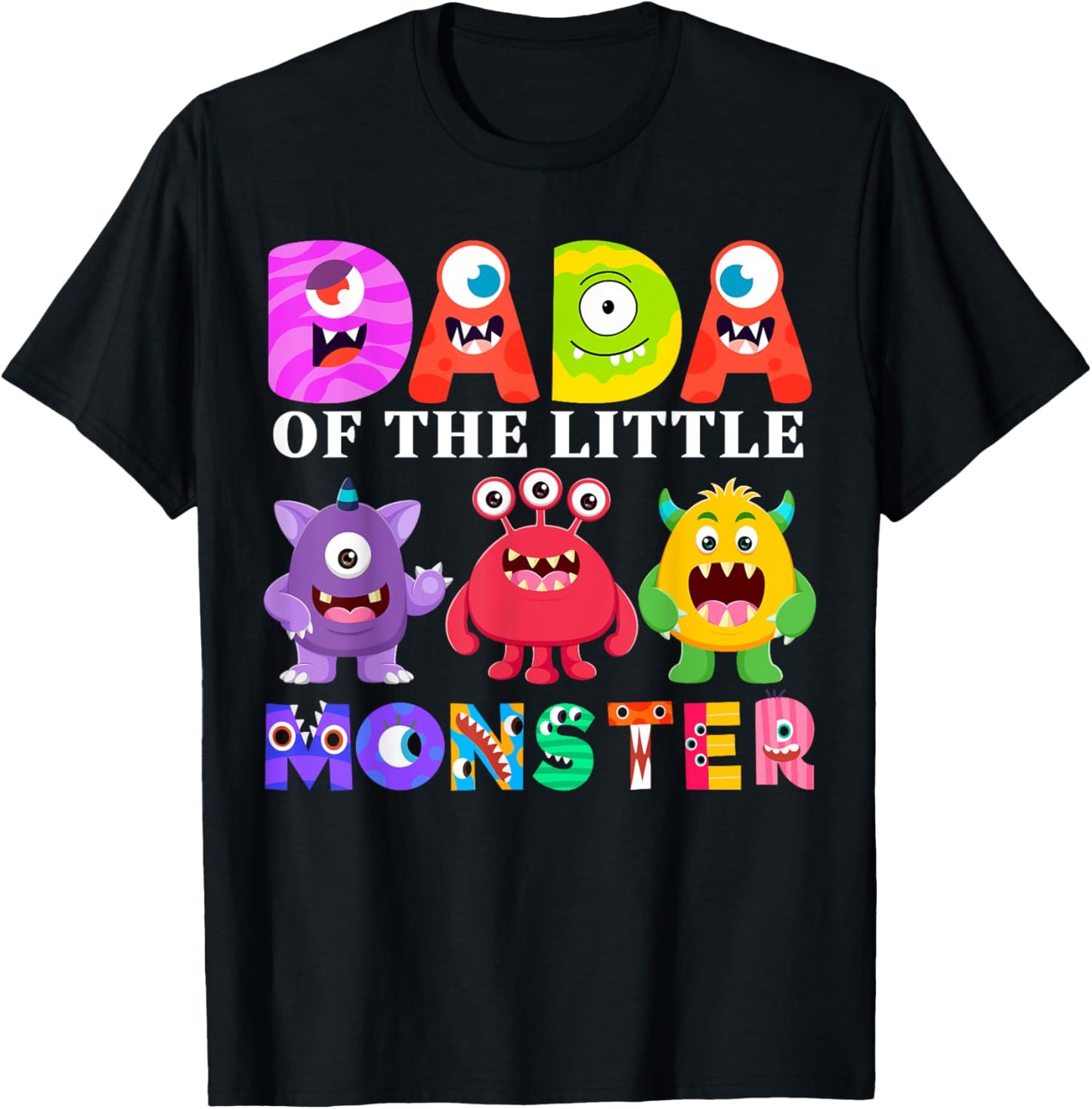 Dada Little Monster Kids 1st Birthday Party Family Monster T-Shirt - T-Shirt | Black