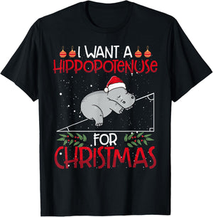Christmas Math Teacher Funny Hypotenuse Math Hippotenuse Men Women T-Shirt - T-Shirt | Black