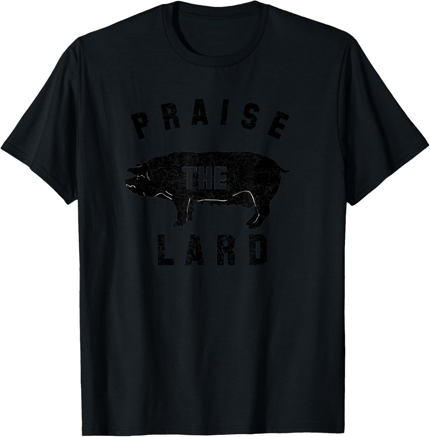 Barbecue - Praise The Lard - BBQ - Men's Grey Classic Fit Short Sleeve - Adult Size Small T-Shirt - T-Shirt | Black