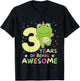Kids Frog 3rd Birthday For Kids Three Years Old T-Shirt - T-Shirt | Black