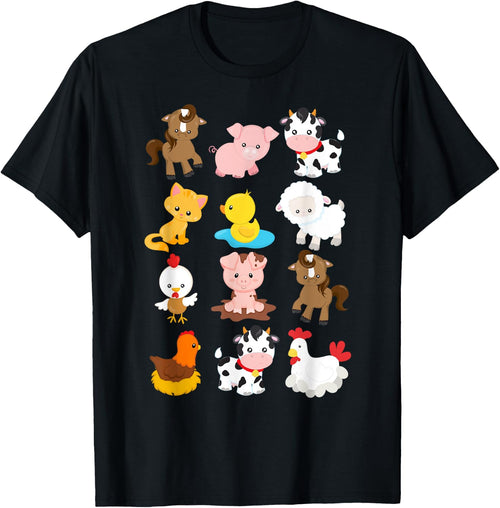 Boy's Girl's Farm Animals Short Sleeved for Toddlers