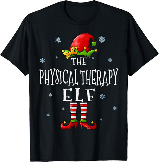 Physical Therapy Elf Funny Xmas Groupe Matching Christmas T-Shirt - T-Shirt | Black