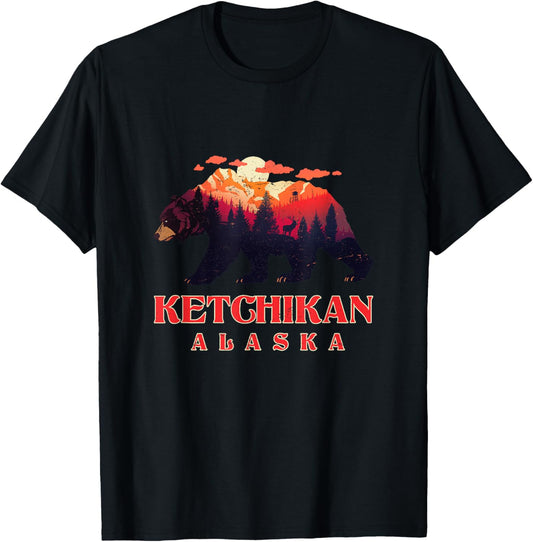 Vintage Mountain Grizzly Bear Ketchikan Alaska Hiking T-Shirt - T-Shirt | Black