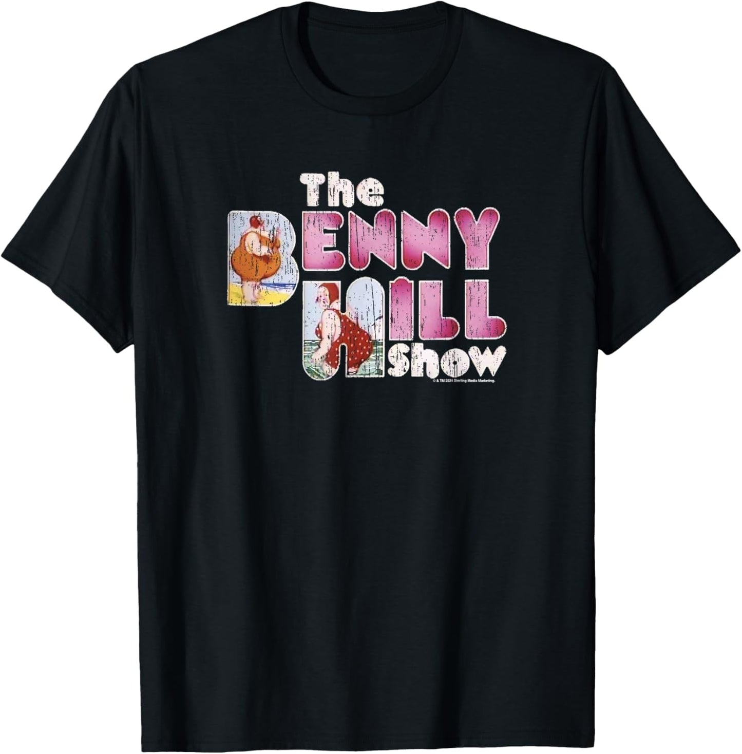 Benny Hill Show Comedian Lady At The Seaside T-Shirt - T-Shirt | Black
