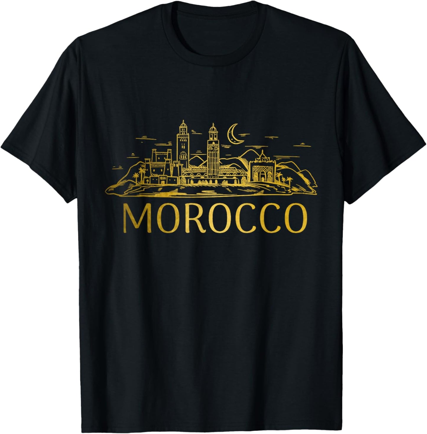 Morocco Skyline Marrakech Vintage Moroccan Pride T-Shirt - T-Shirt | Black