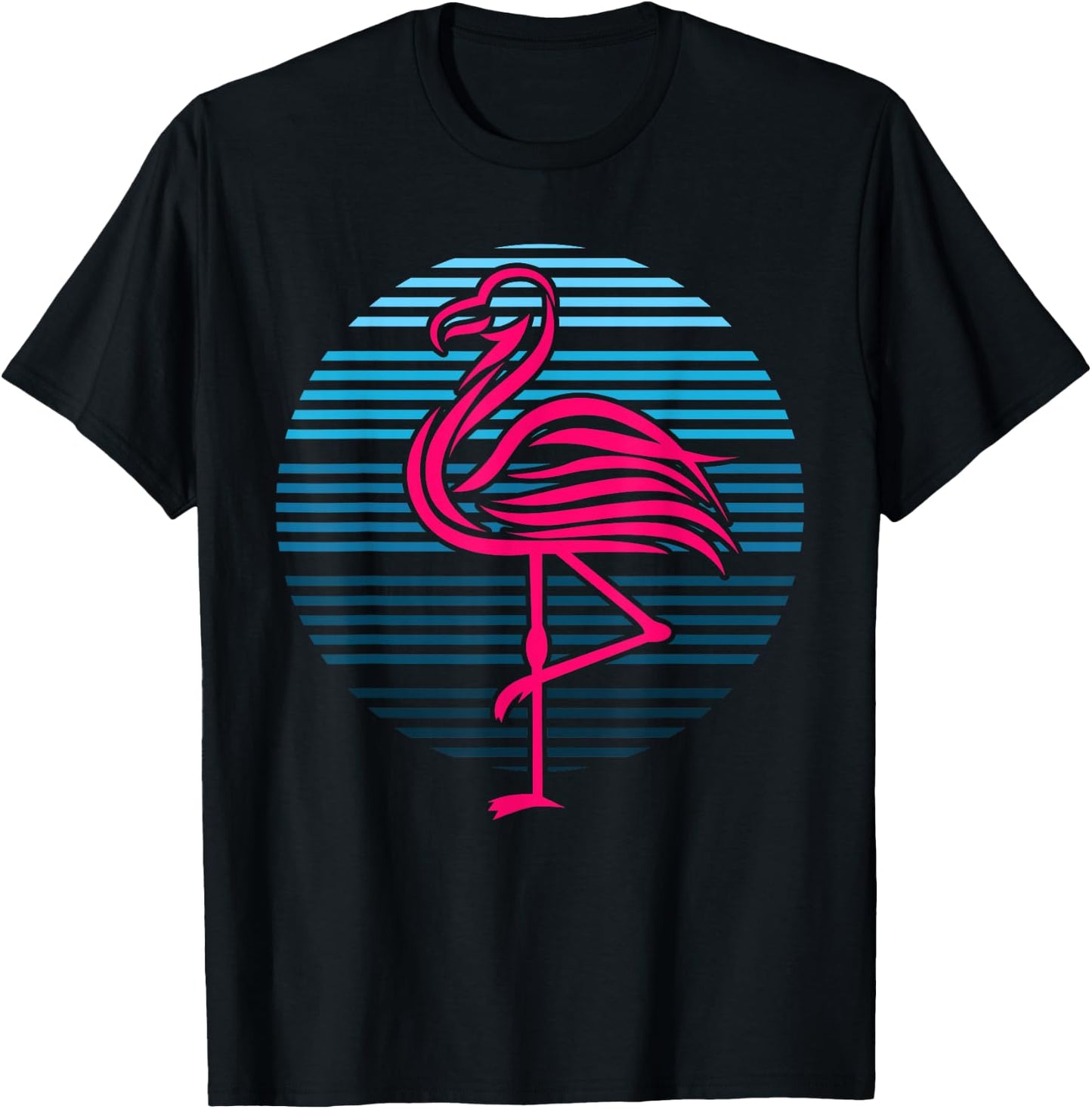 Flamingo Bird 80s Party Birthday Gift T-Shirt - T-Shirt | Black