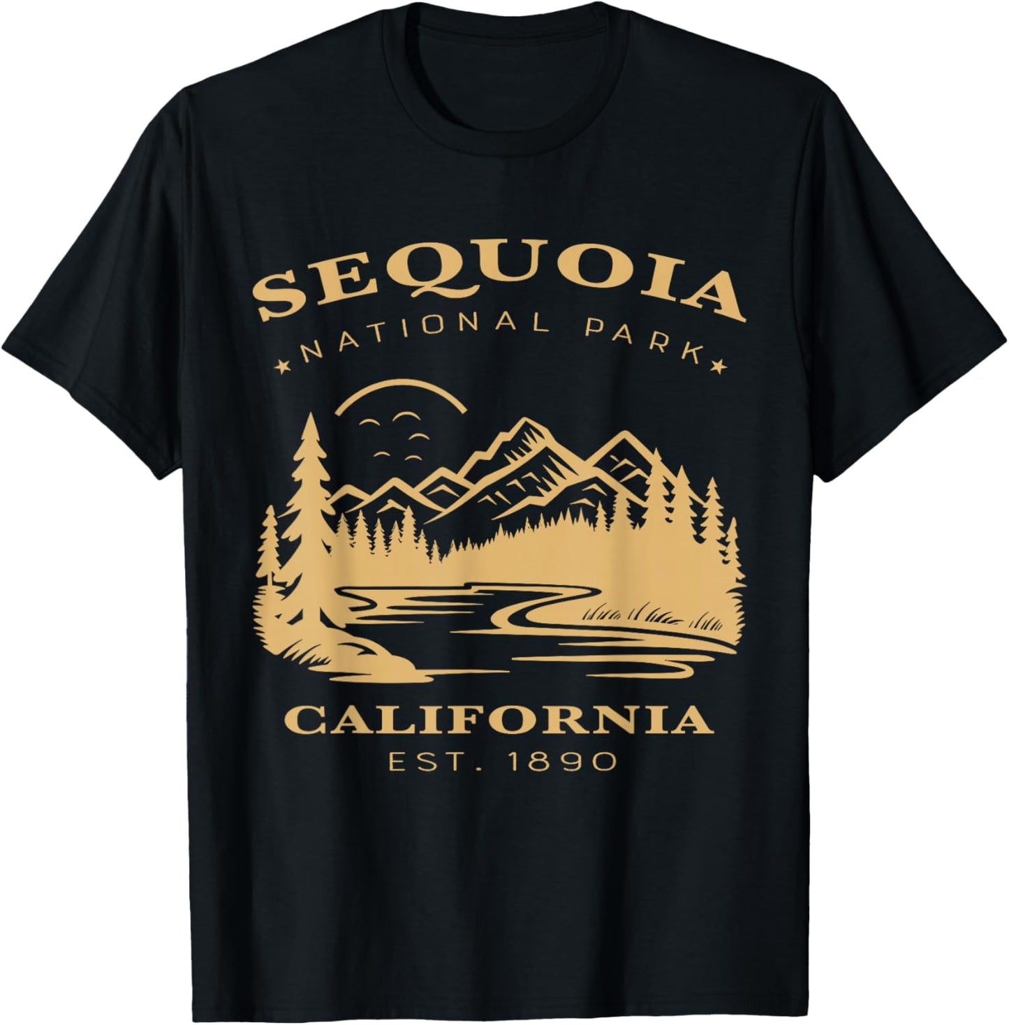 Retro Vintage Sequoia National Park for kids Hiking Camping T-Shirt - T-Shirt | Black