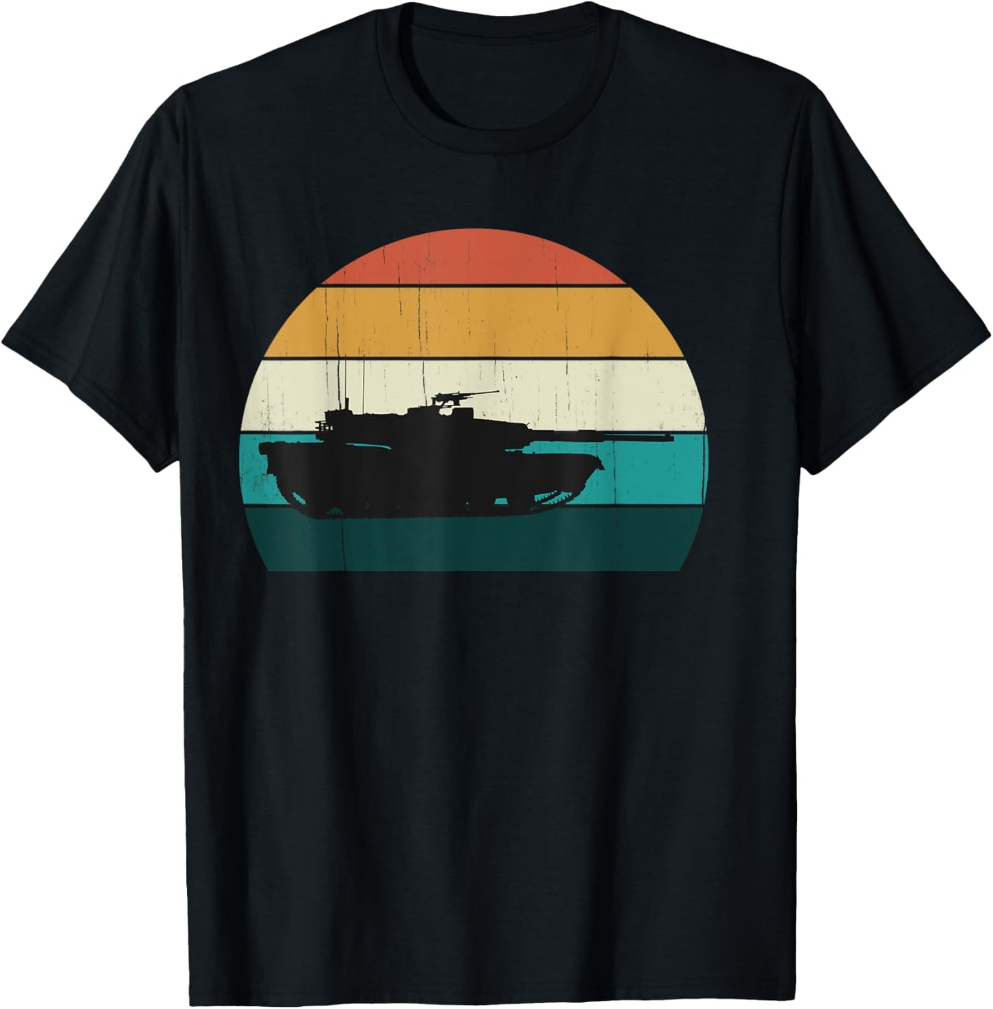 Vintage Abrams M1 - Retro Sunset American Main Battle Tank T-Shirt - T-Shirt | Black