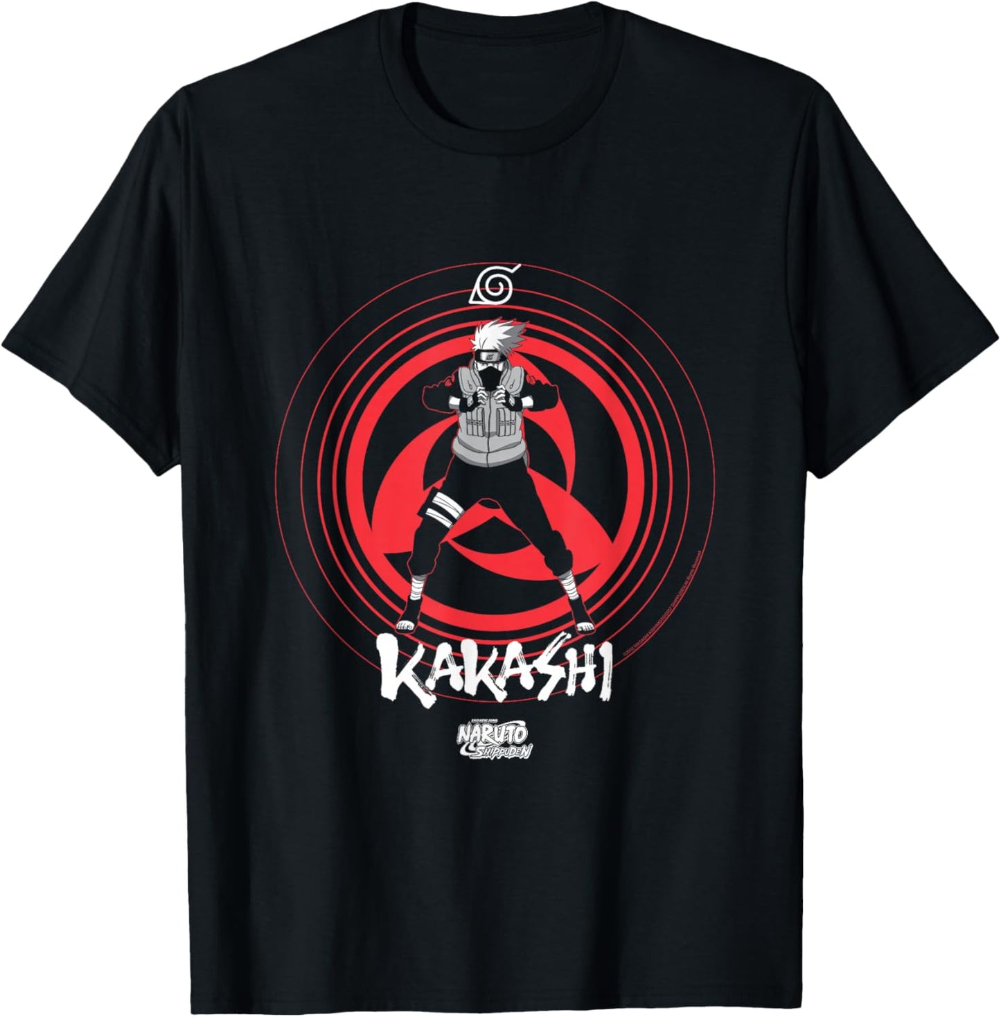 Naruto Shippuden Kakashi Shares an Eye Symbol Anime T-Shirt - T-Shirt | Black
