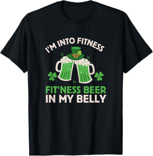 St Patricks Day I Stand on Fitness, Fitness, Beer in My Belly T-Shirt - T-Shirt | Black