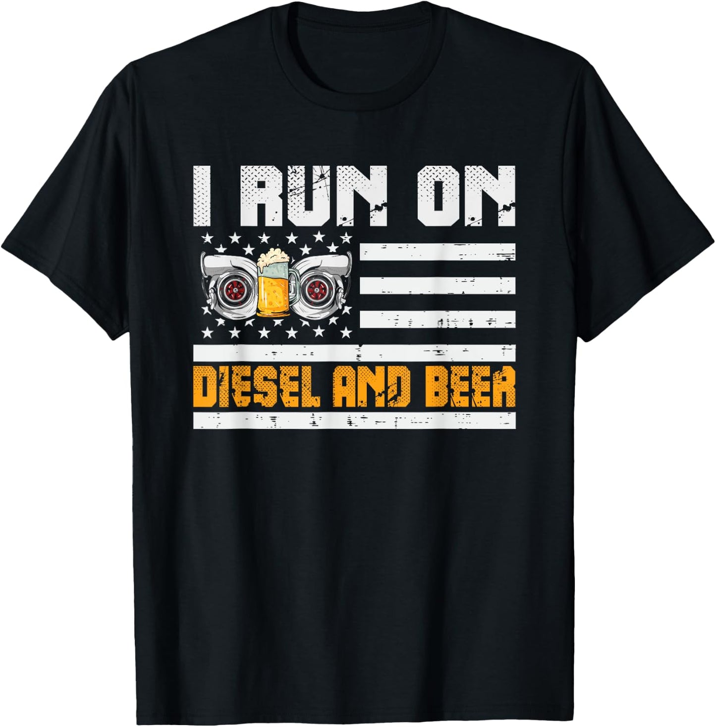 Funny Diesel Motorsport Motorcycle I Run On Diesel and Beer T-Shirt - T-Shirt | Black