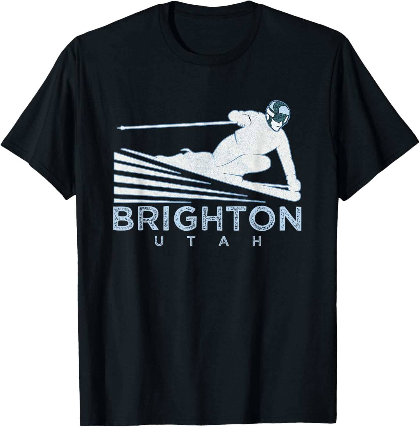 Retro Ski Brighton, Utah Illustration - Vintage Snow Ski T-Shirt - T-Shirt | Black