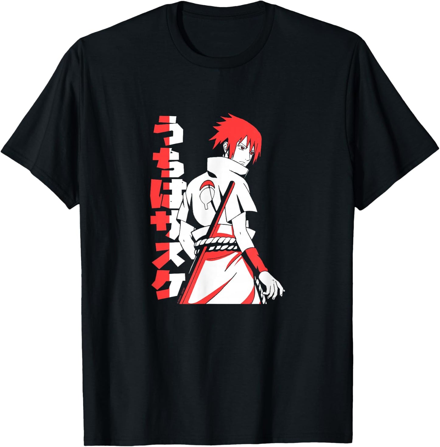 Naruto Shippuden Sasuke Uchiha Two Tone Anime T-Shirt - T-Shirt | Black
