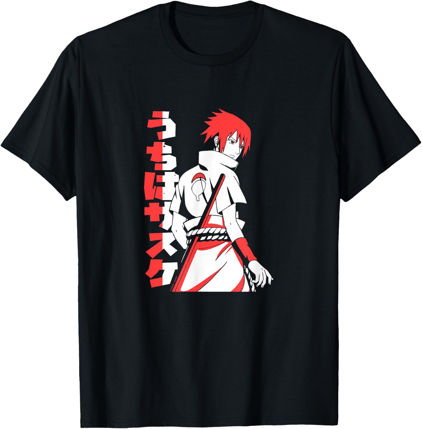Naruto Shippuden Sasuke Uchiha Two Tone Anime T-Shirt - T-Shirt | Black