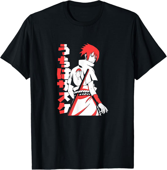 Naruto Shippuden Sasuke Uchiha Two Tone Anime T-Shirt - T-Shirt | Black