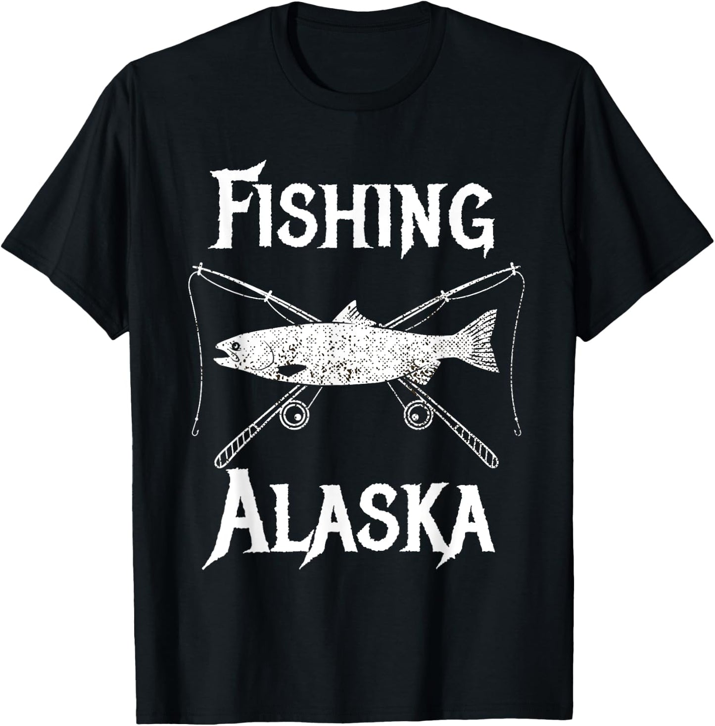 Last Frontier Alaska Souvenirs Gifts Fish Alaska Salmon T-Shirt - T-Shirt | Black