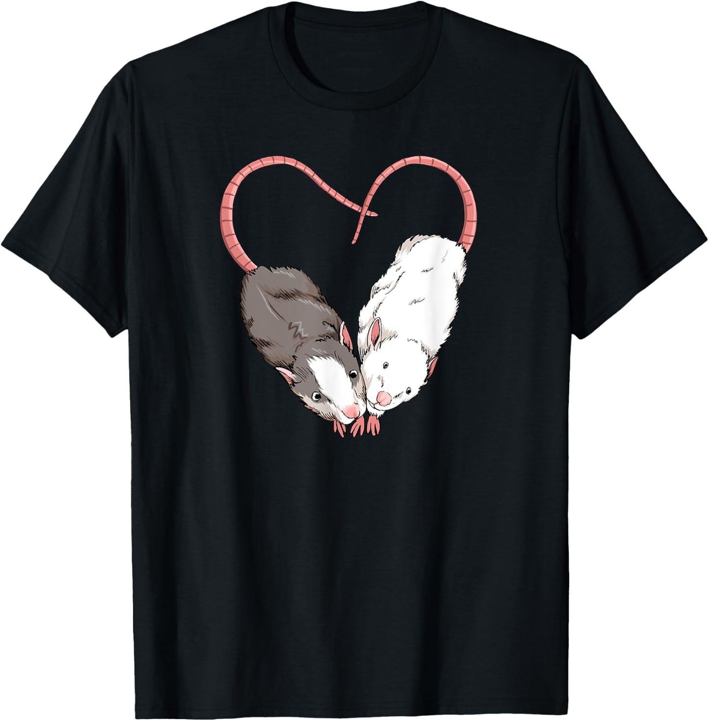 Funny Cute Small Rodent Pet Happy Heart Love Rat Lovers T-Shirt - T-Shirt | Black