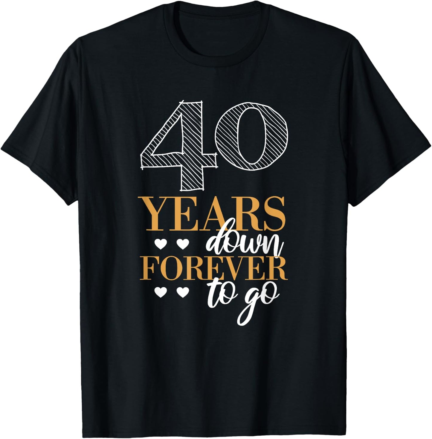Romantic 40th Wedding Anniversary T-Shirt - T-Shirt | Black