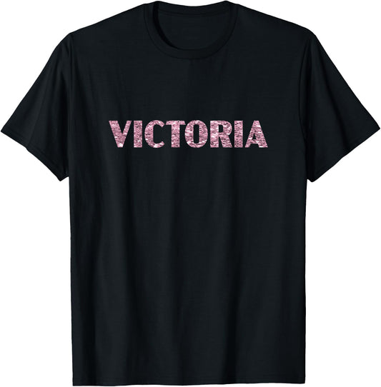 Victoria Heart Pink T-Shirt - T-Shirt | Black