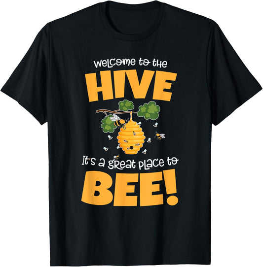 Bee Theme Back to School For Teachers Welcome to the Hive T-Shirt - T-Shirt | Black