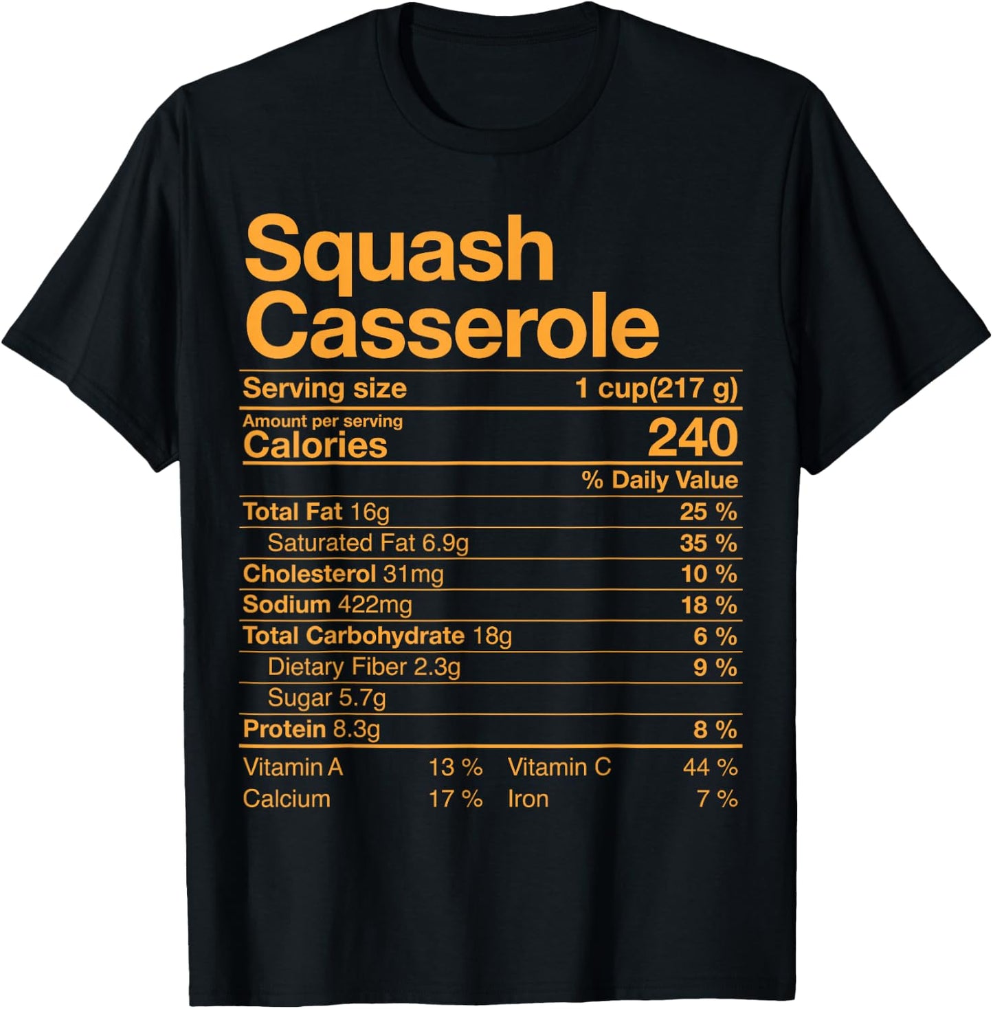 Squash Casserole Nutrition Facts Thanksgiving Gift Leg Day T-Shirt - T-Shirt | Black