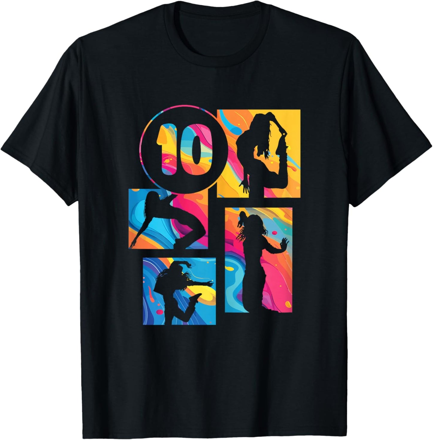 10. Geburtstag Hip Hop 10 Jahre Mädchen Tänzerin Retro T-Shirt - T-Shirt | Black
