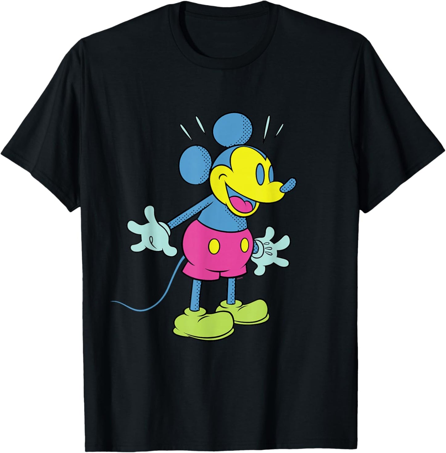 Disney Mickey Mouse Happy Surprise Retro Pop Art T-Shirt - T-Shirt | Black