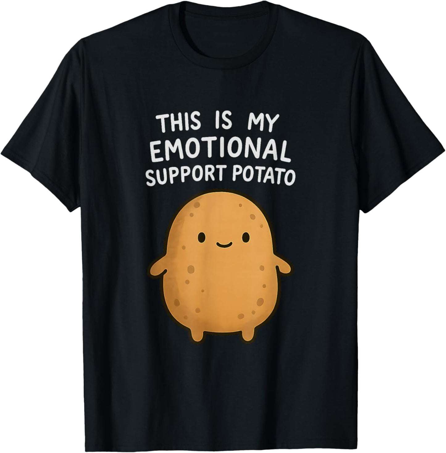 Funny Emotional Support Potato Cute Kawaii Sarcastic Foodie T-Shirt - T-Shirt | Black