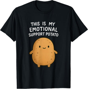 Funny Emotional Support Potato Cute Kawaii Sarcastic Foodie T-Shirt - T-Shirt | Black