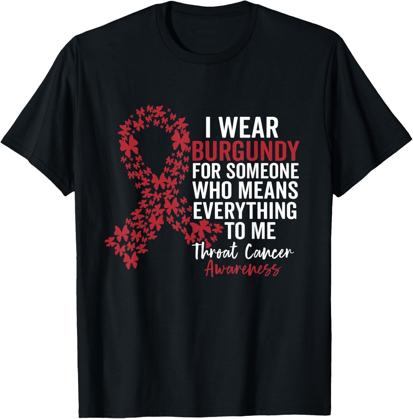 Throat Cancer Support Squad Family Throat Burgundy Ribbon T-Shirt - T-Shirt | Black