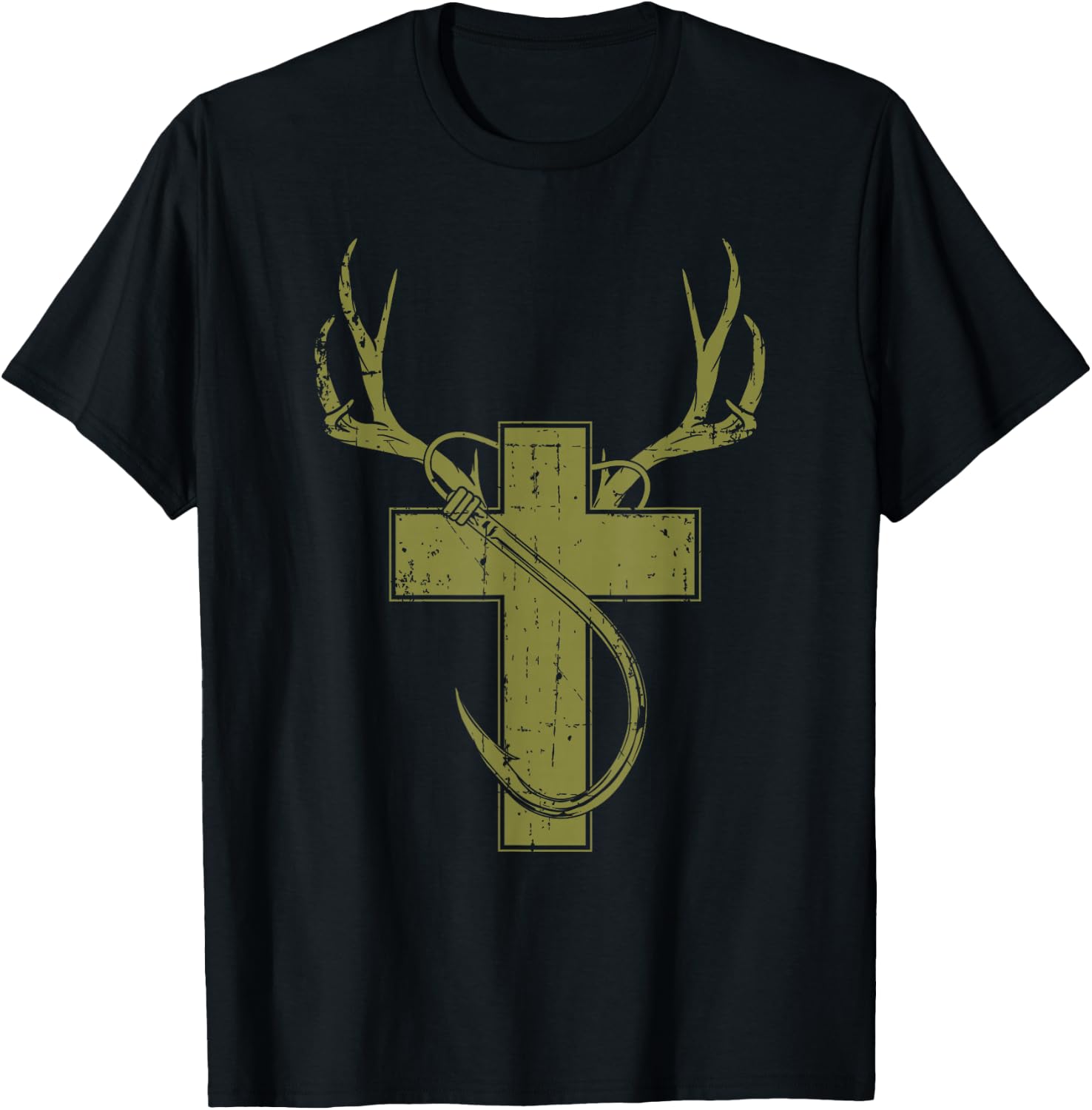Funny Christian Hunting Fishing Lover Gift T-Shirt - T-Shirt | Black