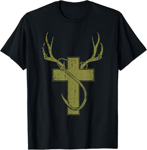 Funny Christian Hunting Fishing Lover Gift T-Shirt - T-Shirt | Black