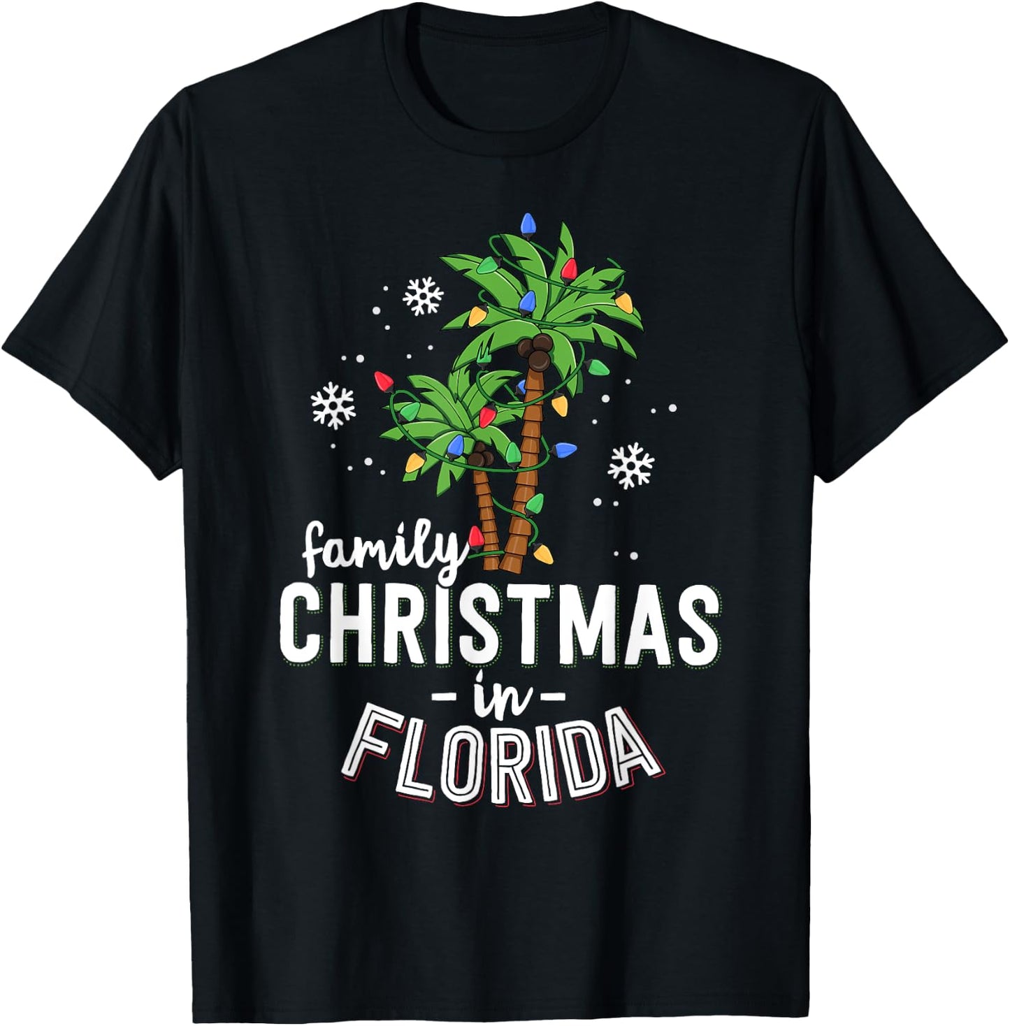 Family Christmas In Florida Palm Trees Xmas Beach Vacation Women Kids T-Shirt - T-Shirt | Black