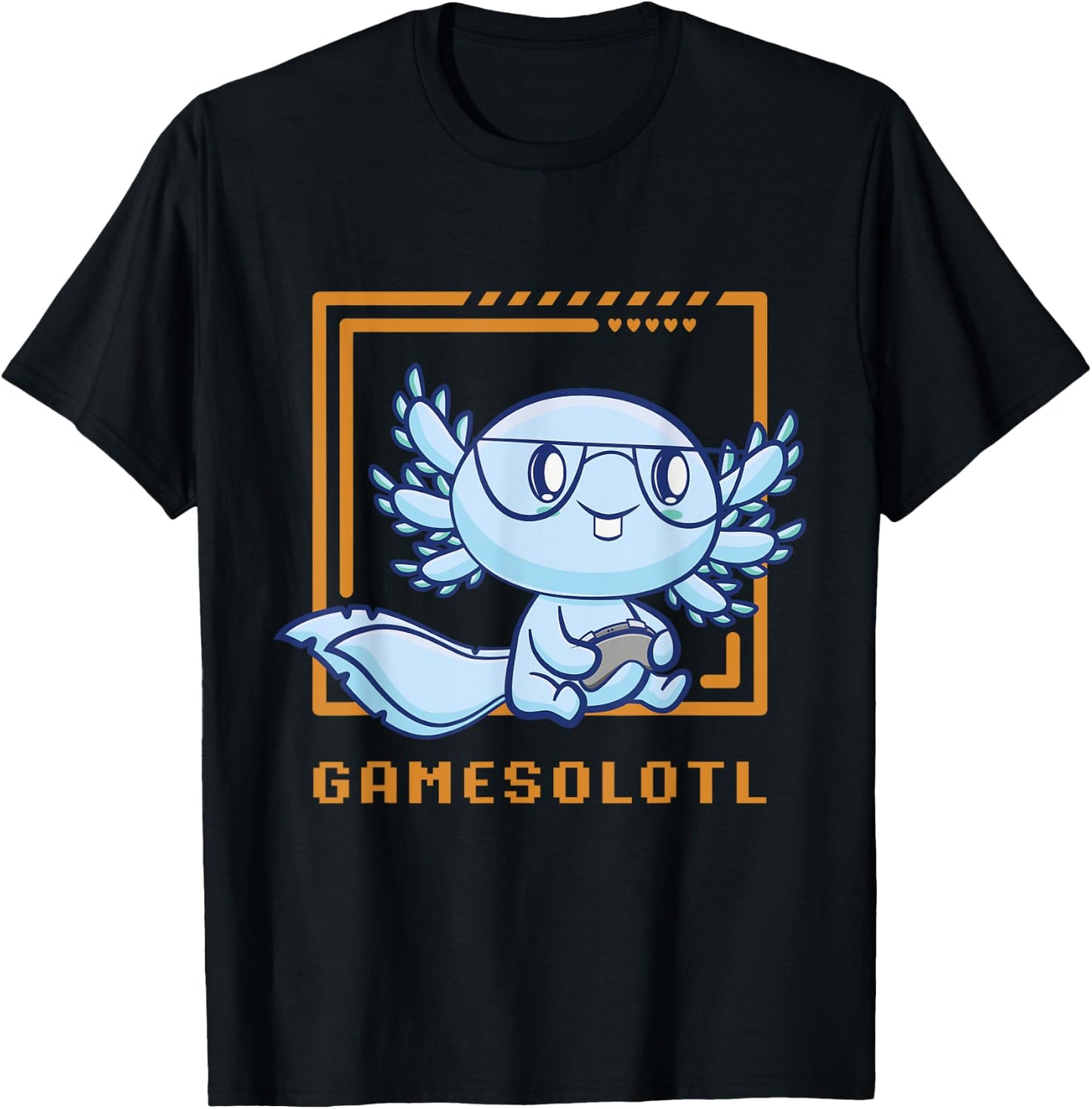 Gamesolotl Gamer Axolotl Playing Video Games Walking Fish T-Shirt - T-Shirt | Black