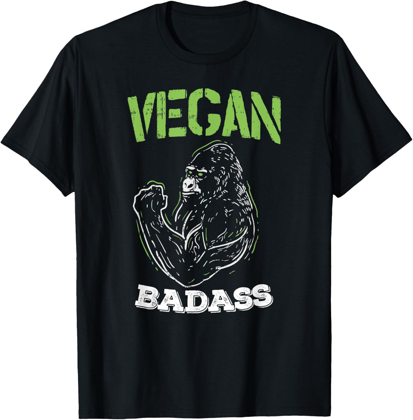 Vegan Badass Plant Powered Muscle Veggie Go Green Fitness T-Shirt - T-Shirt | Black