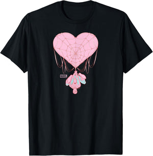 Spider-Man - Web Heart Valentine's Day T-Shirt - T-Shirt | Black