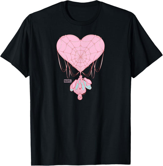 Spider-Man - Web Heart Valentine's Day T-Shirt - T-Shirt | Black