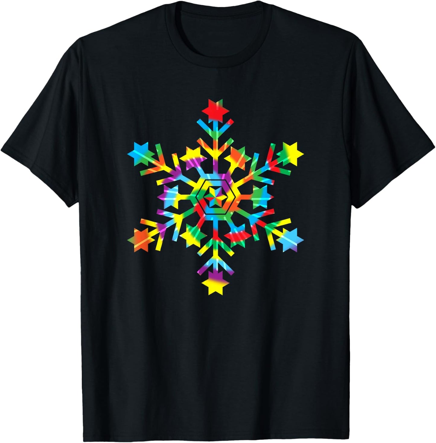 Tie Dye Snowflake Retro Hippie Christmas Holiday Xmas Gift T-Shirt - T-Shirt | Black