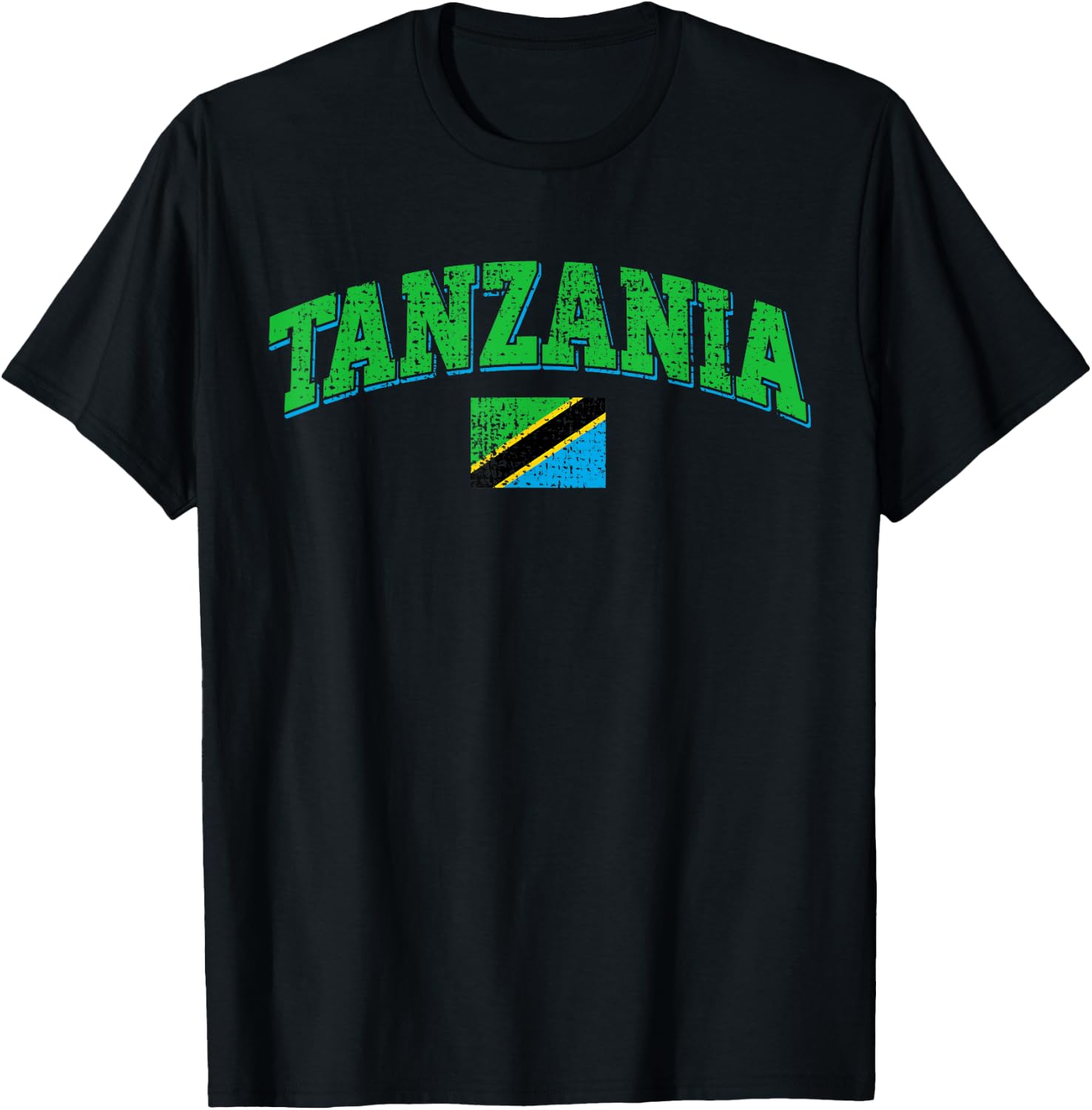 Vintage Tanzania Africa Flag Souvenir Proud Sports T-Shirt - T-Shirt | Black