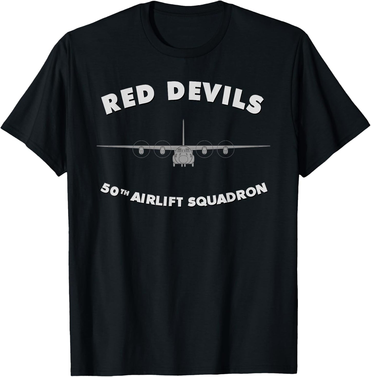50th Airlift Squadron Red Devils T-Shirt - T-Shirt | Black