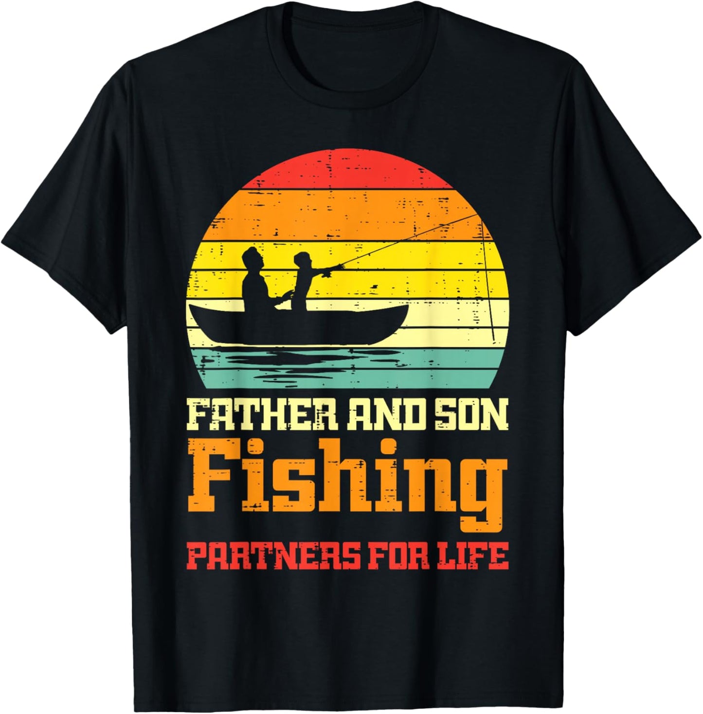 Father Son Fishing Partner For Life Match Dad Boys Men Kids T-Shirt - T-Shirt | Black