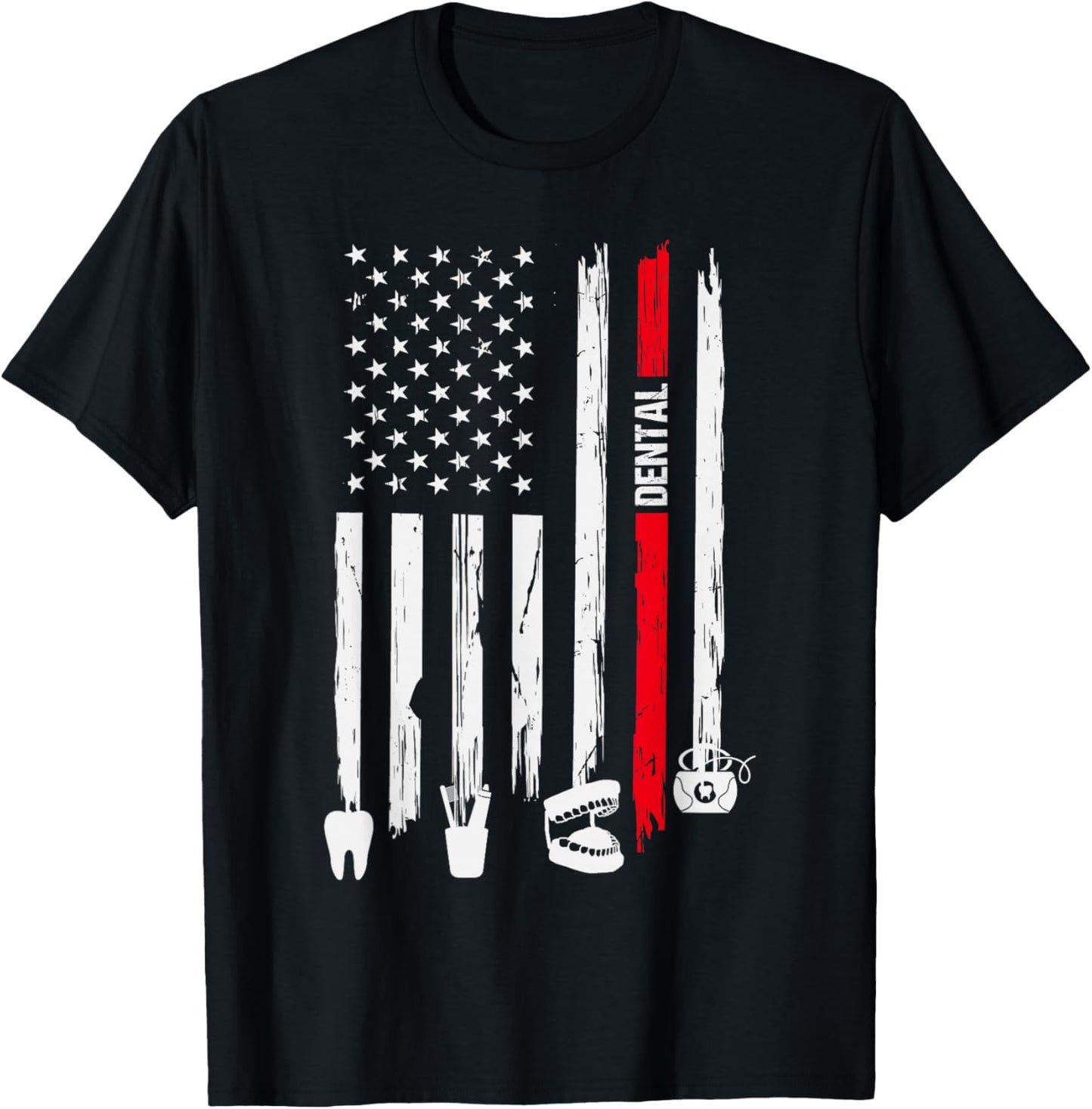 4th Of July Dental Dentist American Flag Patriotic Hygienist Men T-Shirt - T-Shirt | Black