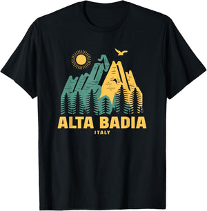 Alta Badia Mountains Italy Hiking Outdoors Vintage T-Shirt - T-Shirt | Black
