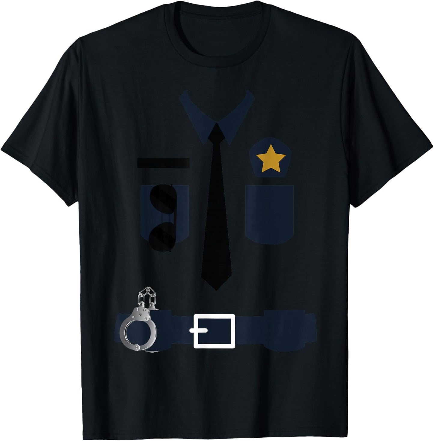 Police Cop Uniform Funny Halloween Costume Policeman T-Shirt - T-Shirt | Black