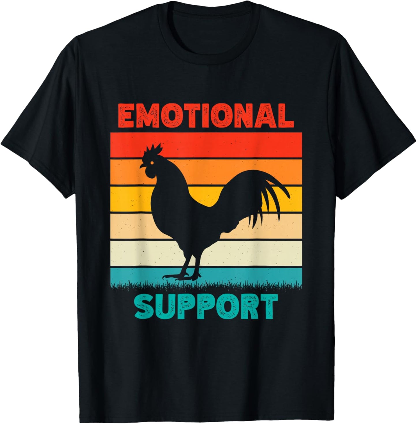 Retro Chicken Emotional Support Cock T-Shirt - T-Shirt | Black